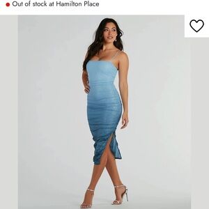 Elegant Blue Spaghetti Strap Dress